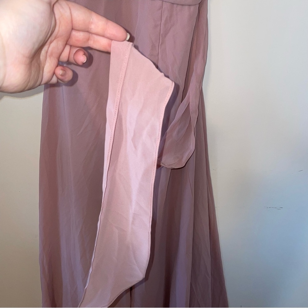 Azazie Evalleen Dusty Rose A-Line Pleated Chiffon Dress Size 12 - Picture 7 of 12